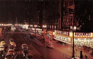 CHICAGO, IL Illinois STATE STREET~Night STATE LAKE THEATER~Caine Mutiny 50s Cars