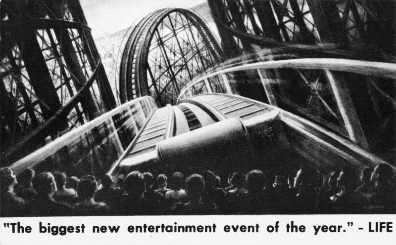 Postcard Cinerama Rollercoaster Warner Theatre New York 