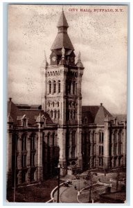 c1905 City Hall Building Clock Tower Aerial View Buffalo New York NY Postcard