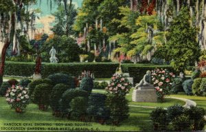 South Carolina Myrtle Beach Brookgreen Gardens Hancock Oval Showing Boy and S...
