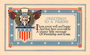 Greetings to a Friend Patriotic Unused 