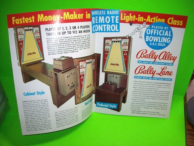 Bally Alley Wall Style Bally Lane Unique Vintage 1974 Arcade Game Sales FLYER 