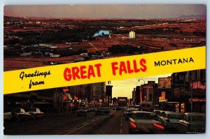 Great Falls Montana Postcard Greetings Electricity City Multiview 1960 Unposted