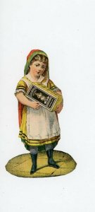 1870s Starch Gilbert's Trade Card Gloss Box Victorian Buffalo Girl Patent  Ny 
