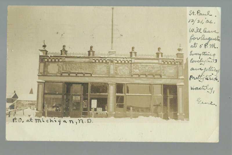 Michigan NORTH DAKOTA RP 1906 GENERAL STORE Post Office BANK nr Lakota Larimore