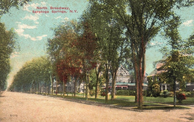 Vintage Postcard 1910's North Broadway Road Saratoga Springs New York NY