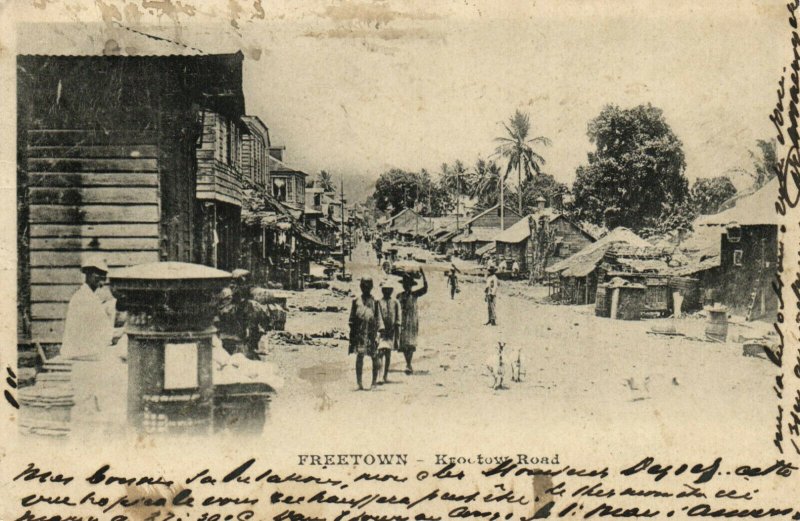 PC CPA SIERRA LEONE, FREETOWN, KROOTOT ROAD, Vintage Postcard (b24785)