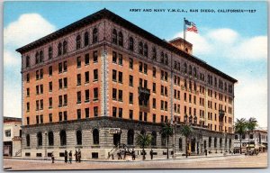 Army And Navy Y.M.C.A. San Diego California Cafe Building Street View Postcard