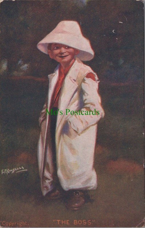 Children Postcard - Child Wearing Large Coat and Hat, The Boss Ref.RS32272