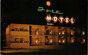 Fort Motel Vancouver WA Washington Night Unused Vintage Postcard H53