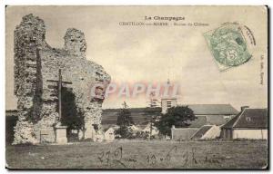 Old Postcard Champagne Chatillon sur Marne Castle Ruins