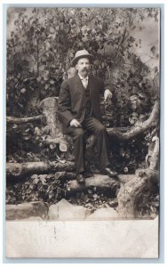 Portland Oregon OR Postcard RPPC Photo Man At City Park 1909 Posted Antique