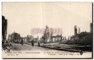 Old Postcard War Clermont in Argonne Village Ruins completely destroyed and f...
