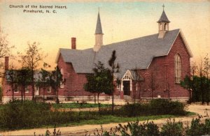 North Carolina Pinehurst Church Of The Sacred Heart Handcolored Albertype