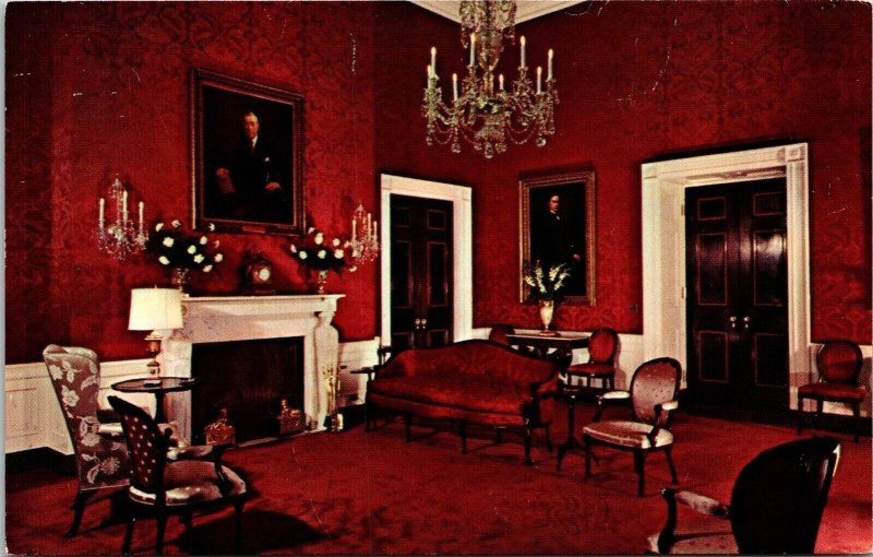 White House Interior Red Room Washington DC US Capitol Chrome Postcard 