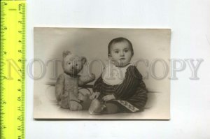 466890 USSR 1955 year Leningrad boy Misha with a teddy bear Vintage photo