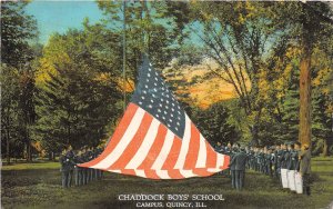 J43/ Quincy Illinois Postcard c1930s Chaddock Boy's School Flag Raising  277