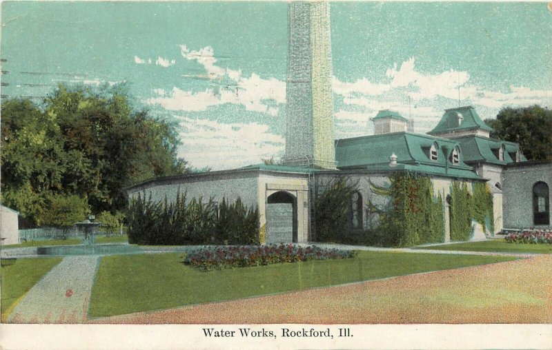 c1909 Postcard; Water Works, Rockford IL Winnebago County Posted