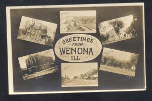 RPPC WENONA ILLINOIS DOWNTOWN STREET SCENE MULTI VIEW 1910 REAL PHOTO POSTCARD