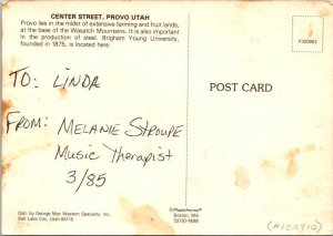 Provo UT Utah  CENTER STREET SCENE  Yamaha Center~Zions Bank  4X6 Postcard