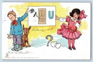 Outcault Tuck Signed Postcard Valentine Children Puzzle Dog 1907 Posted Antique