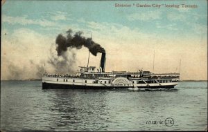 Toronto Ontario Steamer Ship Ferry Riverboat Garden City Vintage Postcard