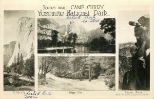 RPPC Postcard Scenes Near Camp Curry Yosemite Multiview El Capitan Happy isles