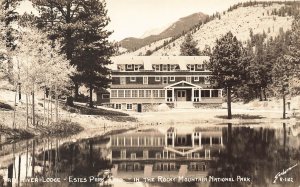 Estes Park CO Tail River Lodge Rocky Mountain National Park, Real Photo Postcard