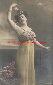 French Actress Dancer, Tinted RPPC, Mademoiselle Lorraine