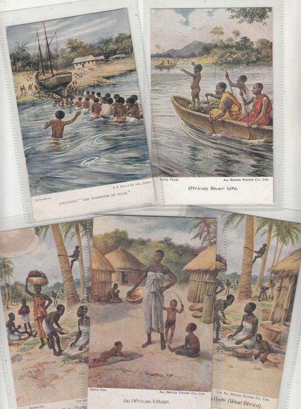 Lot 5 postcards GHANA Gold Coast native village ethnic life