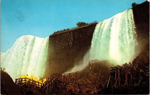 VINTAGE POSTCARD CAVE OF THE WINDS PLATFORM AT NIAGARA FALLS CANADA