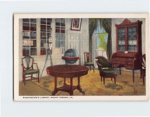 Postcard Washingtons Library Mount Vernon Virginia USA