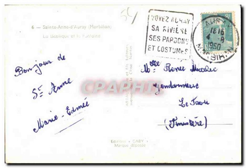 Sainte Anne d Auray - The Basilica and the Fountain - Old Postcard