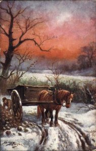 Harry Payne Tuck Food for Winter Horse and Wagon c1910 Vintage Postcard