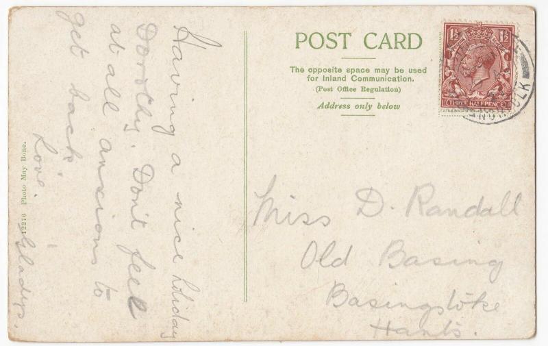 Norfolk; The Green, Hunstanton PPC 1921 PMK, To Miss D Randall, Old Basing 