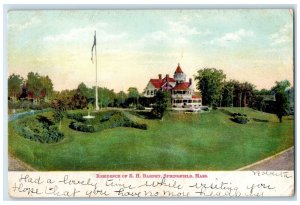 1907 Residence Of EH Barney Exterior Springfield MA Posted Flagpole Postcard