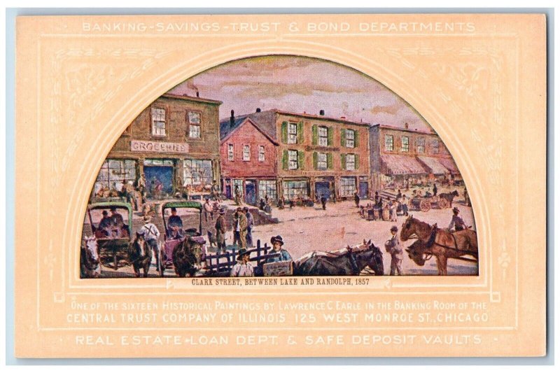 Painting By Lawrence Earle Postcard Clark Street Between Lake And Randolph 1857