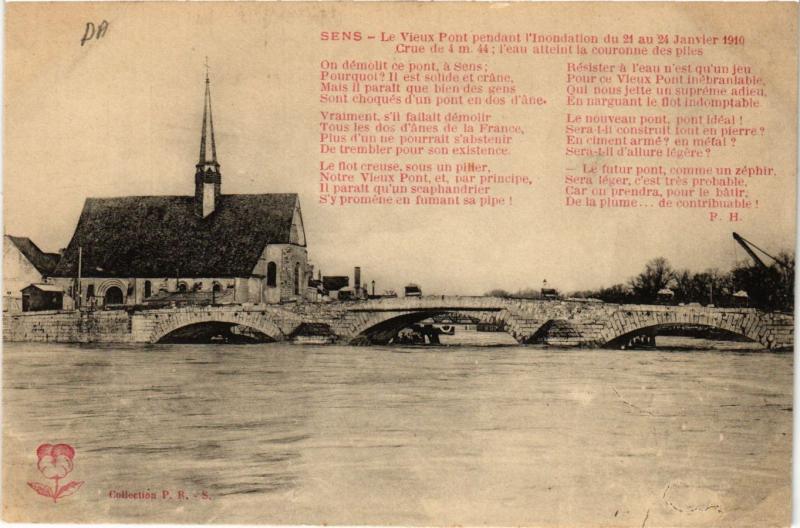 CPA SENS - Le Vieux Pont pendant l'Inondation du 21 au 24 Janvier 1910 (656862)