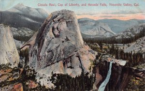 YOSEMITE VALLEY CA~CLOUDS REST-CAP LIBERTY-NEVADA FALLS~NEWMAN Y-32 POSTCARD