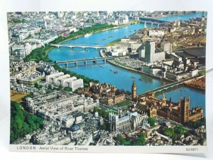 Aerial View River Thames London Vintage Postcard c1970