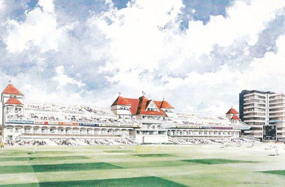 The New Radcliffe Stand Nottingham Cricket Architects Painting Postcard