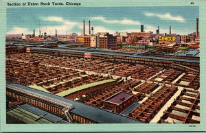 USA Section of Union Stock Yards Chicago Illinois Linen Postcard 09.96