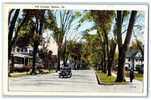 c1920 6th Avenue Classic Car Exterior Houses Moline Illinois IL Vintage Postcard