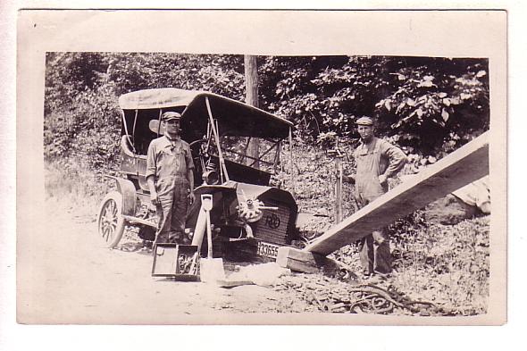 Real Photo, Men Working with Modern T Style Car, Ohio Licence Plate