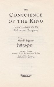 Martin Stephen Book Conscience Of The King Signed Page Hand Autograph