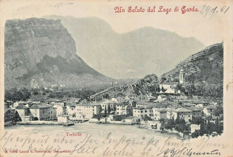 TORBOLE TRETINO ITALY~UN SALUTO dal LAGO di GARDA~1901 L ISENBECK PHOTO POSTCARD