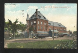 GLOVERSVILLE NEW YORK NY FG&J RAILROAD DEPOT TRAIN STATION VINTAGE POSTCARD