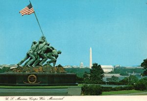 Vintage Postcard US Marine Corps War Memorial Arlington Virginia VA World War II 