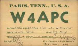 Paris TN 1938 Ham Radio Card Used Postcard