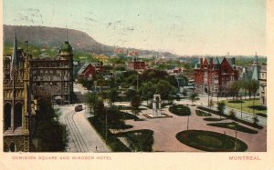 Vintage Postcard 1915 Dominion Square And Windsor Hotel Montreal Canada